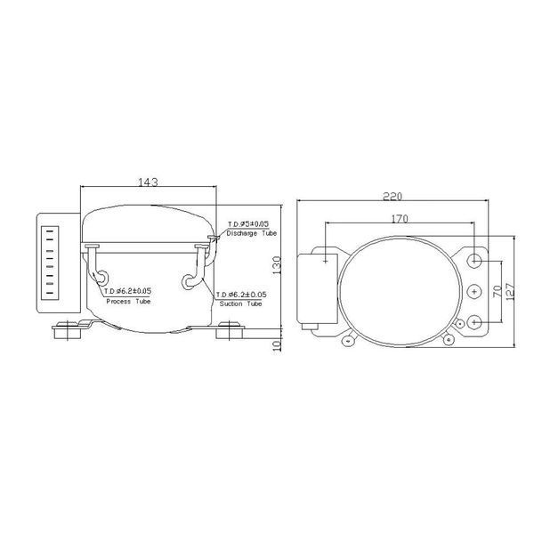 Компрессор для автохолодильника 12/24 Вольт Anuodan ZH45G (R-134a, DC12V, DC24V) ANZH45G фото