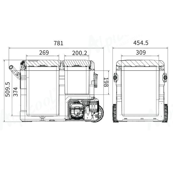 Компрессорный автохолодильник Alpicool TGBSW45 (LG). 47 литров. Двухкамерный. До -20℃. (12, 24, 220 вольт) TGBSW45LGP фото