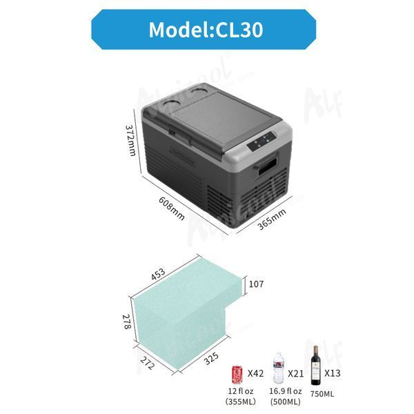 Компресорний автохолодильник Alpicool CL30G (29 літрів, LG Compressor). До -20℃, (12, 24, 220 вольт) CL30GLGP фото